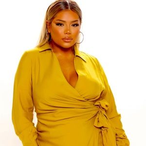 Mustard wrap dress